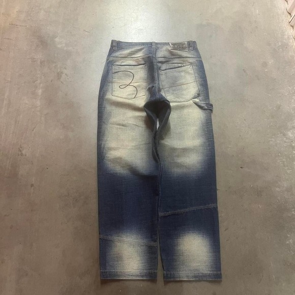 Y2K Lot29 men's blue faded baggy jeans luxelooney tunes carpenter wide leg 35